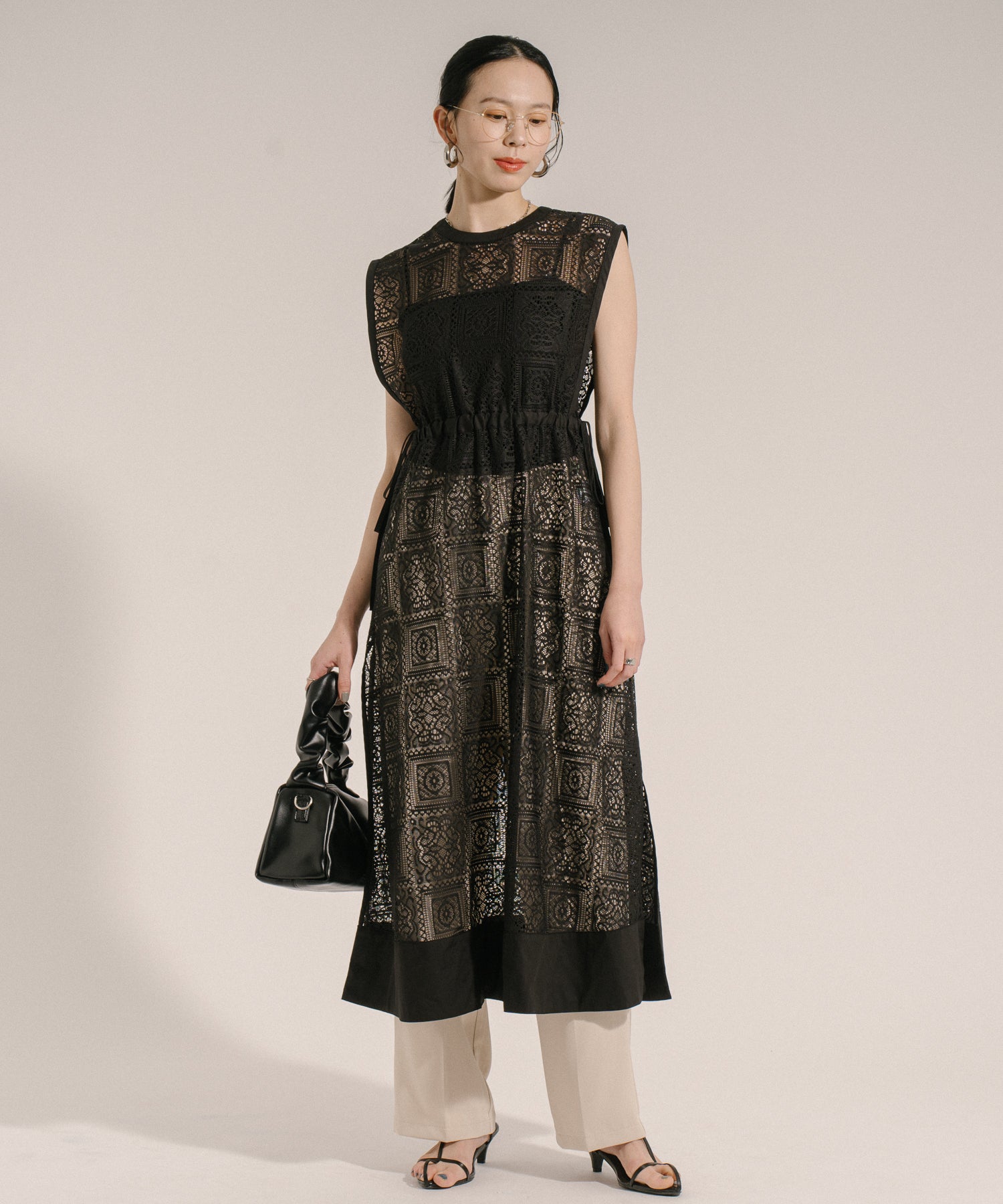 Nodress ワンピース　リボン　レース　ブラック　2024 no brand（ノーブランド）の「ボーダーレースワンピース 結婚式